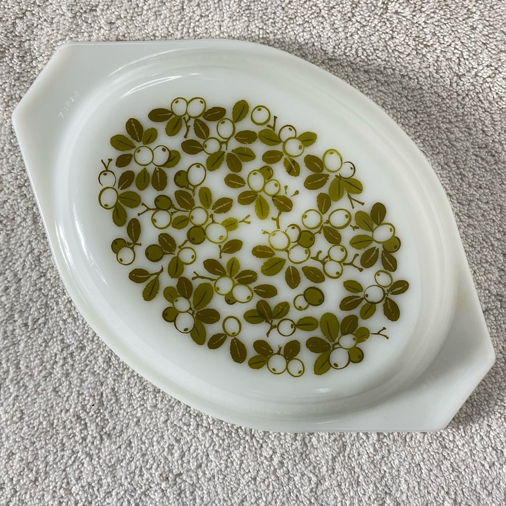 Vintage PYREX Verde Olive Green Oval Divided Casserole Dish Replacement Lid 943C